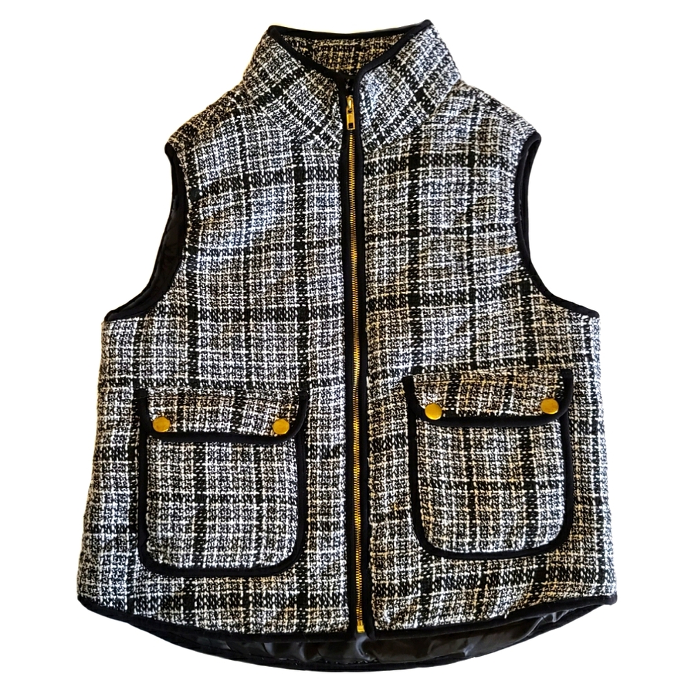 Peach Love California Vest Black Quilted Size S
